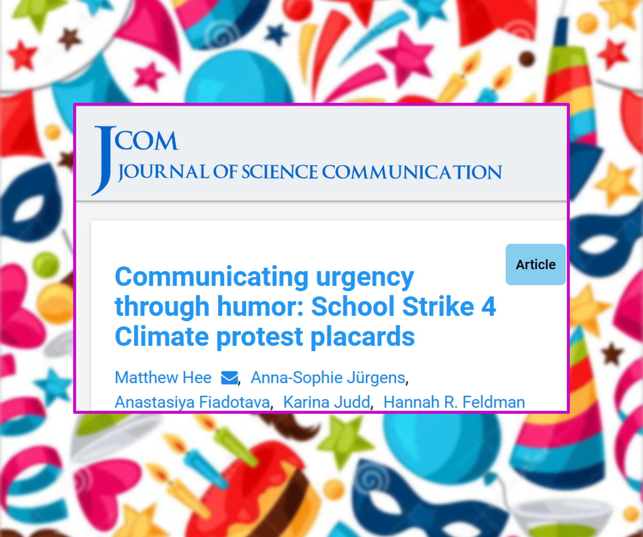 First student-led publication emerging from SCOM2006 published in JCOM!